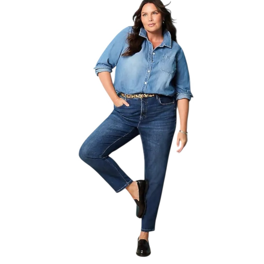 J. Jill High Rise Straight Crop Denim Blue Jeans Plus Size 24W